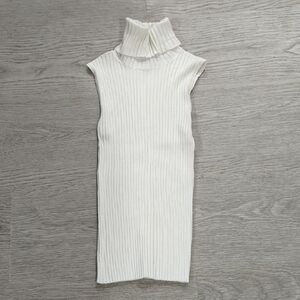 Express White Ribbed Fitted Tank Top